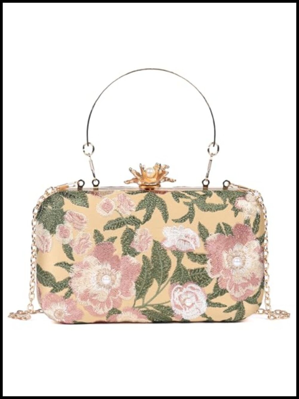 Handmade Floral Embroidered Vintage Clutch Bridal Prom Formal Satin